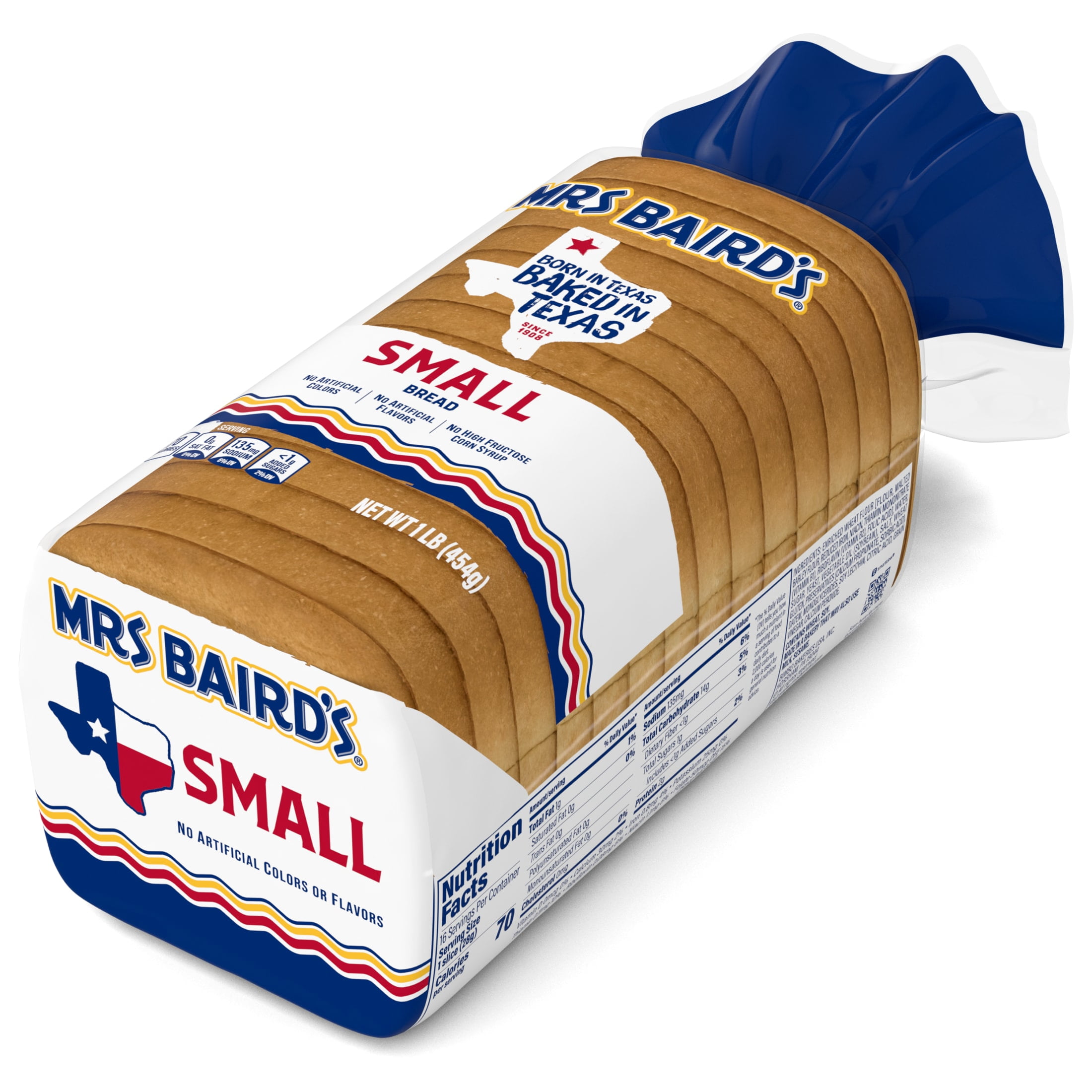 Mrs Baird's Small White Bread, 16 oz, White Bread, Bag