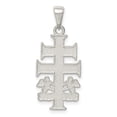 thumbnail image 4 of 925 Sterling Silver Polished Caravaca Double Cross Shaped with Angels Crucifix Pendant, 4 of 5