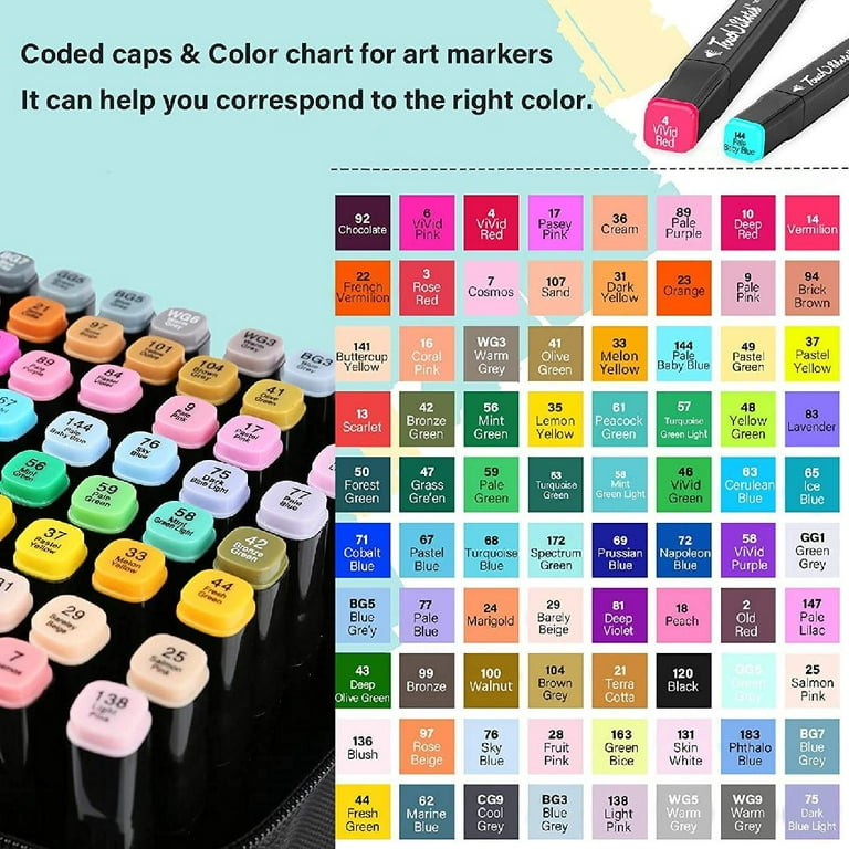 JULAU Alcohol Markers Set Brush Tip: 80 Colors Dual Tip Artist Alcohol  Markers Set with Organizing Case for Adult Artist Kids Professional  Permanent
