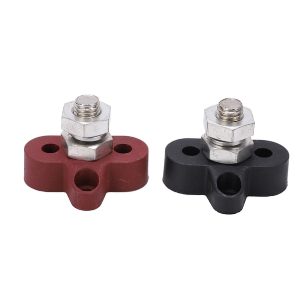2 Uds M10 Bloque De Poste De Unión De Energía De Batería Perno Terminal De Metal Aislado DC48V Máximo Para Coches RVs ATVs