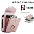 thumbnail image 5 of ELEHOLD Luxury Wallet Case For Motorola Razr Ultra 2025/ Razr 60 Ultra,with Organ Card Slots RFID Blocking Metal Ring Holder Crossbody Shoulder Strap Leather Purse Case for Women Girls,Rosegold, 5 of 9