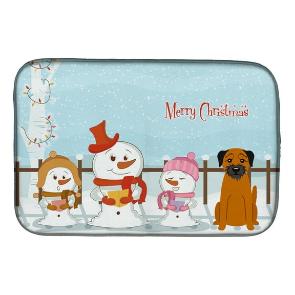 Merry Christmas Carolers Border Terrier Dish Drying Mat