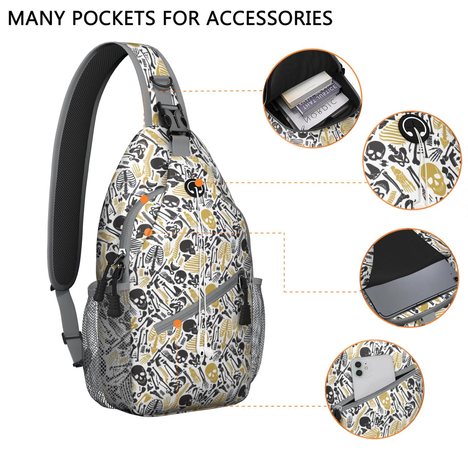 Solar and Lunar Eclipse Crossbody Bag Ethereal Cosmic Elements Sling Bag Anti-Theft Design & Travel-Ready for Outdoor Enthusiasts