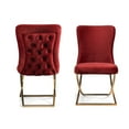 thumbnail image 2 of Ottomanson Royal Upholstered Modern Gold Legged Dining Chair, Set of 2, Burgundy, 2 of 6