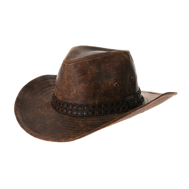 Withmoons - WITHMOONS Indiana Jones Hat Weathered Faux Leather Outback ...