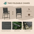 thumbnail image 5 of Outsunny 4 Piece Outdoor Patio Dining Furniture Set, 2 Folding Chairs, Adjustable Angle Umbrella, Wave Textured Tempered Glass Dinner Table, Black, 5 of 10