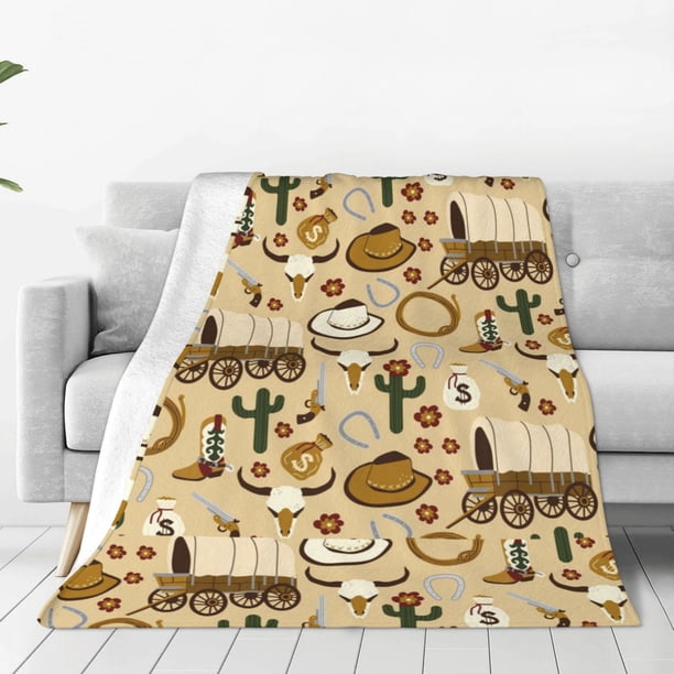 Balery Wild West Cowboy Manta de Felpa Suave y Acogedora – Cobija de Franela Aterciopelada para Cama, Lavable y Cálida para Sofá, Mascotas, Transpirable-50"x40"