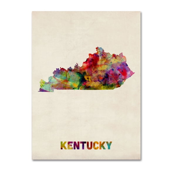 Trademark Fine Art "Kentucky Map" Canvas Wall Art by Michael Tompsett