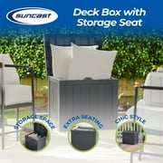 Suncast 22 Gal Outdoor Patio Small Deck Box with Storage Seat, Cyberspace