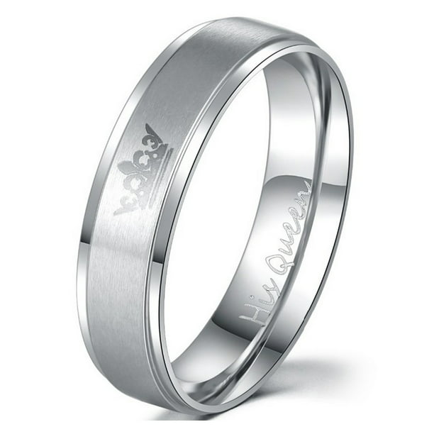 Couple's Matching King Queen Ring, Queen" or King" Engraving Wedding Band in Stainless Steel, for and Women, Comfort Fit - Walmart.com