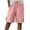 Pink, variant on Cotton Bermuda Shorts for Womens Elastic Drawstring Travel Shorts Casual High Waisted Slits Pocketed Short
