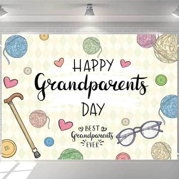 Happy Grandparents Day Beautiful Decorations Banner Happy Grandparents Day Banner Love Grandma and Grandpa Background,Best Grandparents Ever Day Party Decor Supplies