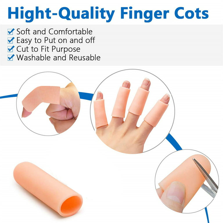 NOGIS 20 Pack Gel Finger Caps, Silicone Finger Protectors Sleeves - Covers  to Protect Fingertips and Provide Pain Relief from Finger Cracking, Hand  Eczema (Finger Cots) 