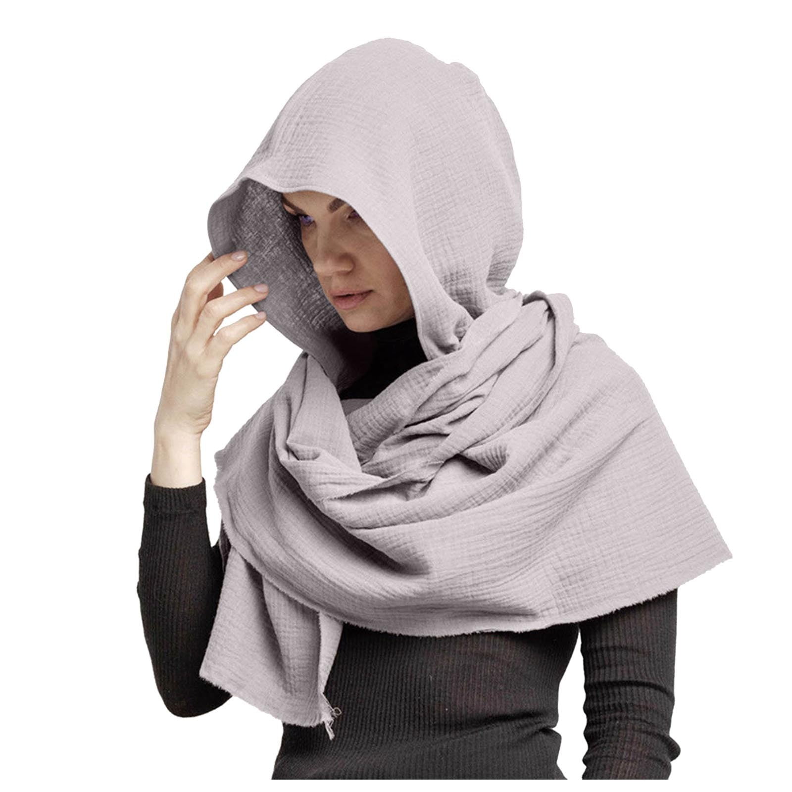 YOUSNH Men Women Hooded Scarf Winter Scarf Crinkle Vintage Soft