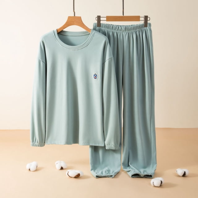 Traje de hogar cálido alemán de terciopelo de otoño e invierno, pantalones casuales de manga larga, pijamas para el hogar, traje de hogar grueso de terciopelo de doble cara con cuello
