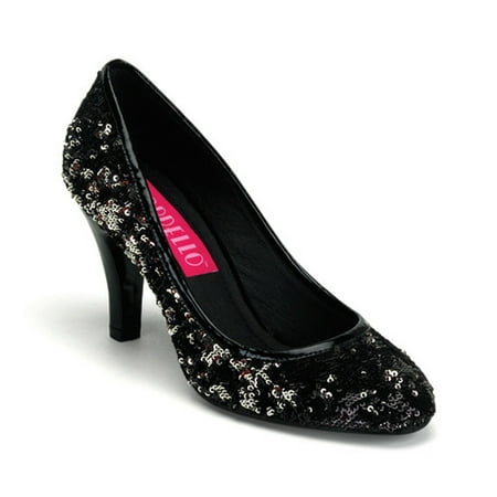 black and silver sequin heels