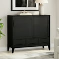 thumbnail image 5 of Simpli Home Harper 48 inch Wide Solid Hardwood Mid-Century Modern Medium Storage Cabinet in Black, 5 of 11