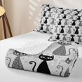 thumbnail image 4 of Manfei Cartoon Cat Bed Spread Queen, Watercolor Dots Animal Queen Coverlet Set, Gray, 3 Pieces, 1 Quilt and 2 Pillowcases, 4 of 7