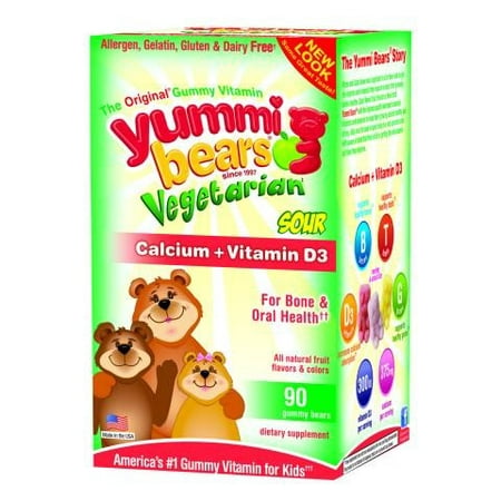 Hero Nutritional Products Yummi Bears Vegetarian Calcium With Vitamin D3, Fruit Flavors, 90 Ct