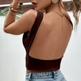 thumbnail image 4 of Gaexia Vest Tops for Women,Strapless Bustier Summer Crop Top Fitted Open Back Outerwear Vest Brown Casual Wear, 4 of 5