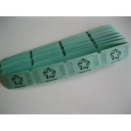 100 green star consecutively numbered raffle tickets 100 green star