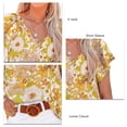 thumbnail image 4 of Blusa de verano amarilla con cuello en V y manga corta para mujer, 4 of 5