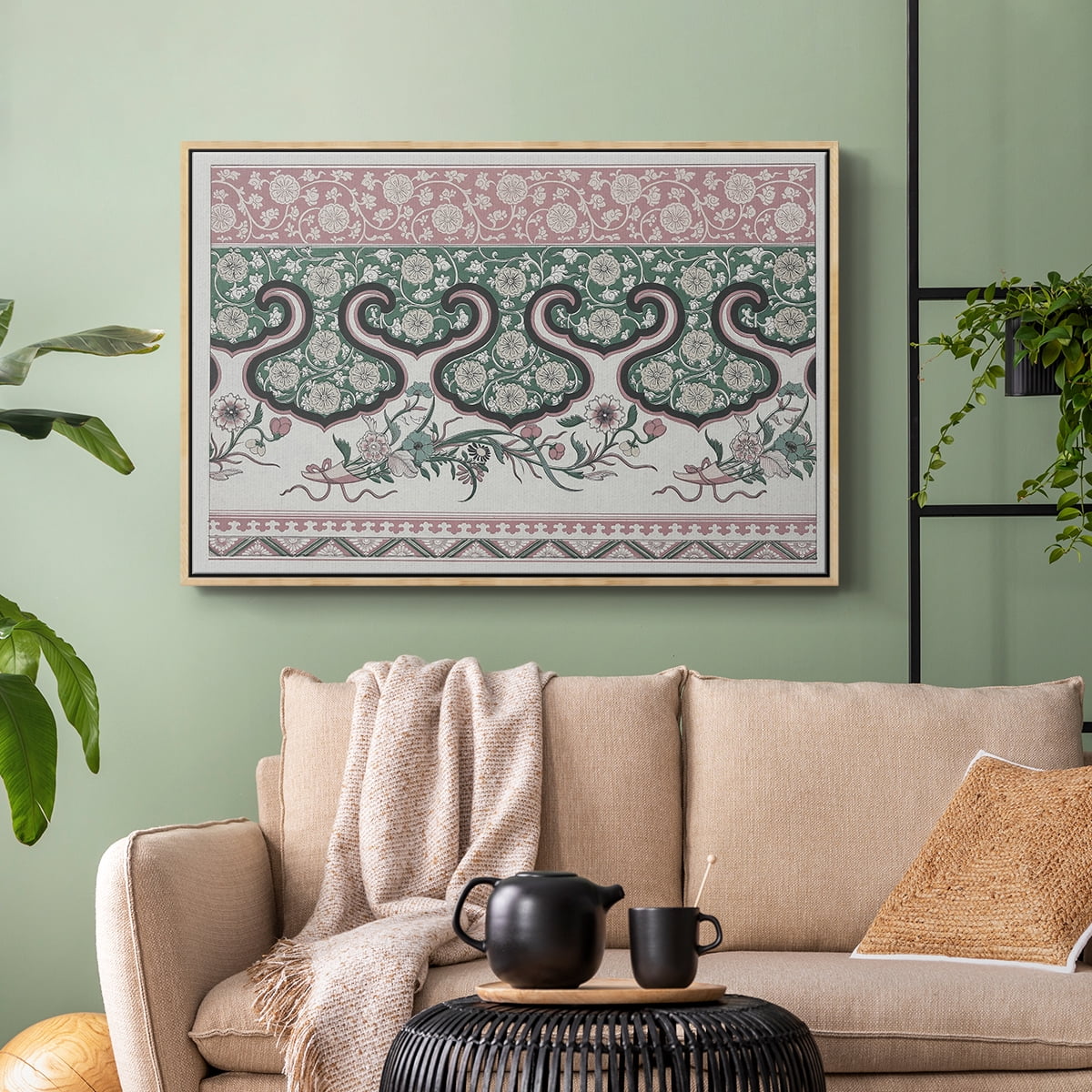 Vintage Abstract Print-XXIX Framed in Natural Wood Wood Gallery Wrapped Canvas 17 in. x 25 in.