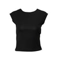 thumbnail image 3 of Gureui Women's Backless Crop Tops,Casual Solid Color Short Sleeve Pullover Slim Fit Front Back Reversible Tee T-shirt, 3 of 6