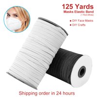 White Elastic Band 125 Yards 1/4" Width for DIY Mask Making,1 Roll