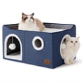 thumbnail image 1 of Cama Cat House extra ancha para gatos de interior, color azul, 1 of 8
