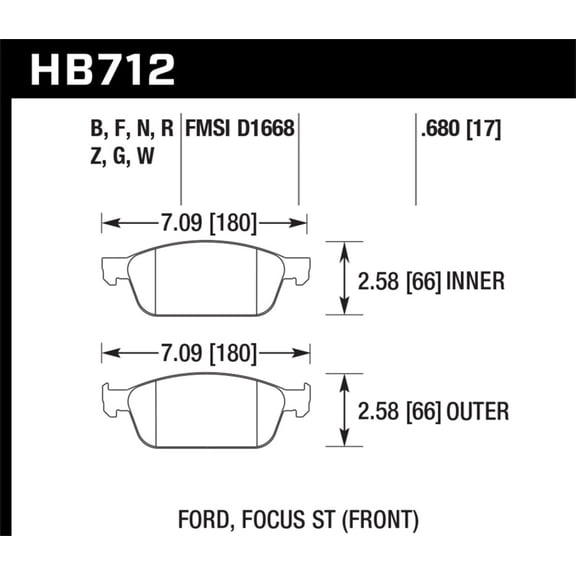 Hawk 13 Ford Focus HP Front Street Brake Pads