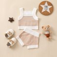 thumbnail image 4 of Fortune 2Pcs Baby Girl Knit Outfits, Infant Contrast Color Ribbed Sling Tank Tops Shorts, 4 of 6