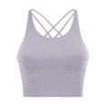thumbnail image 2 of Women's Sports Bras Thin Shoulder Strap Shock-absorbing Running Fitness Bra Beautiful Back Sexy Yoga Gathering Sports Bra Wireless Bra Gray S, 2 of 4