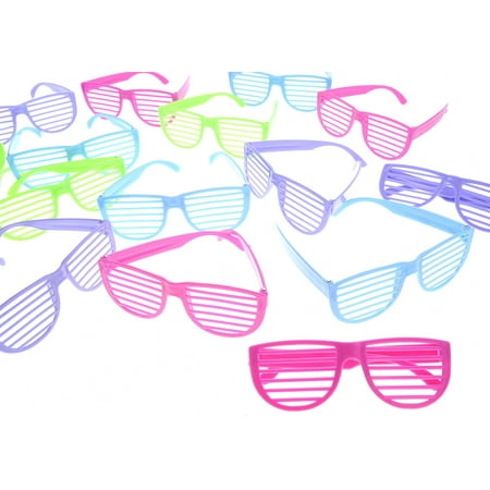 - Bisontec Plastic Shutter Shades Glasses (12Pairs/PK, Purple,Blue,Green, And Pink)