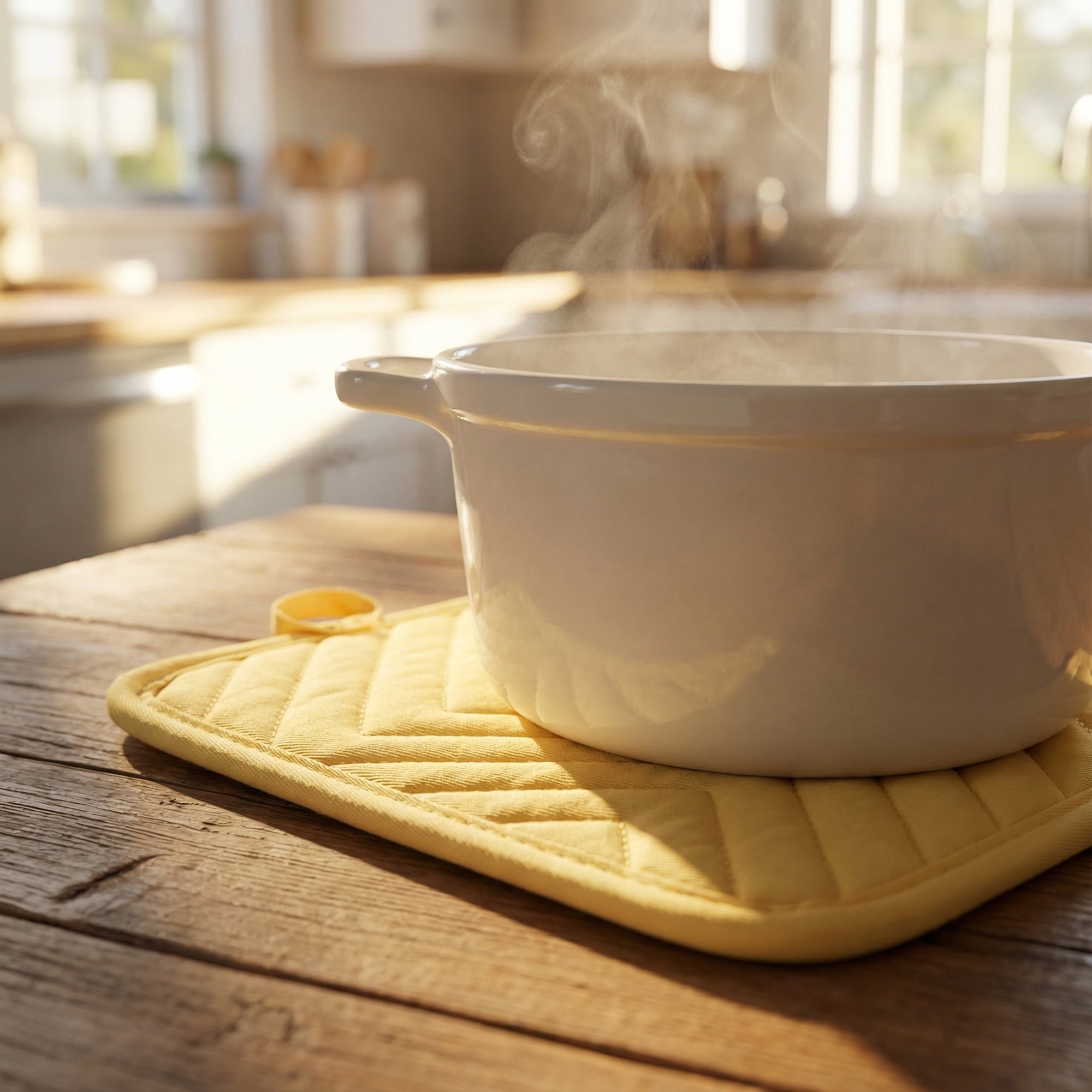 Unique Bargains 2 Pcs Pot Holders Heat Resistant Non Slip Hot Pads for Kitchen Yellow 9.1"x7.1"