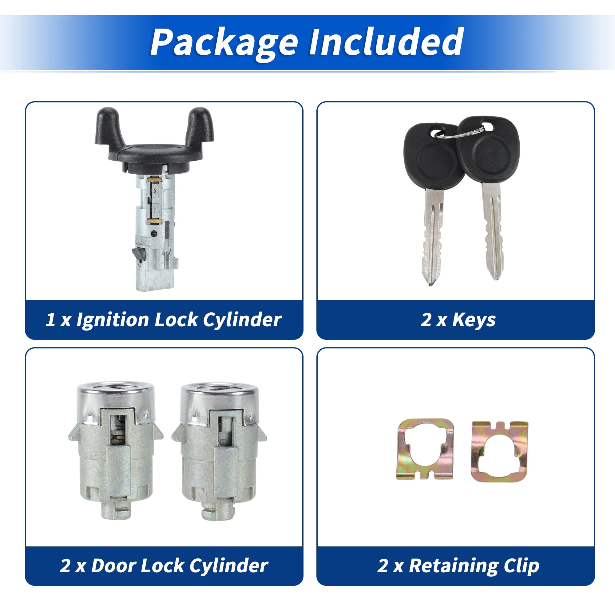 Unique Bargains Ignition Lock Cylinder and Door Lock Cylinder with 2 Keys for Chevrolet Silverado 1500 1999-2000 Ignition Switch Cylinder Lock No.704600/702912/598007