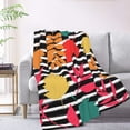 thumbnail image 2 of XMXT Flannel Warm Throw Blanket, Black Striped Leaves Bedroom Decor Blankets for Bed Couch Living Room, 50 x 70 inches, 2 of 9