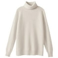 thumbnail image 6 of NMMUED Women's Mock Turtleneck Knit Sweaters, Crew Neck Long Sleeve Tops Lightweight Thermal Pullover Basic Shirts White L, 6 of 6