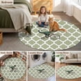 thumbnail image 2 of Round Rug 4ft Area Rug, Green Dinosaur Bicycle Area Rugs for Living Room Bedroom, Abstract Green Geometric Pattern Floor Mat Non-Slip Non-Shedding Carpet Indoor Accent Rugs, 2 of 9