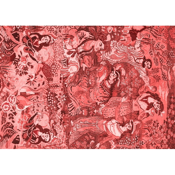 Ahgly Company Indoor Rectangle Animal Red Traditional Area Rugs, 2' x 4'