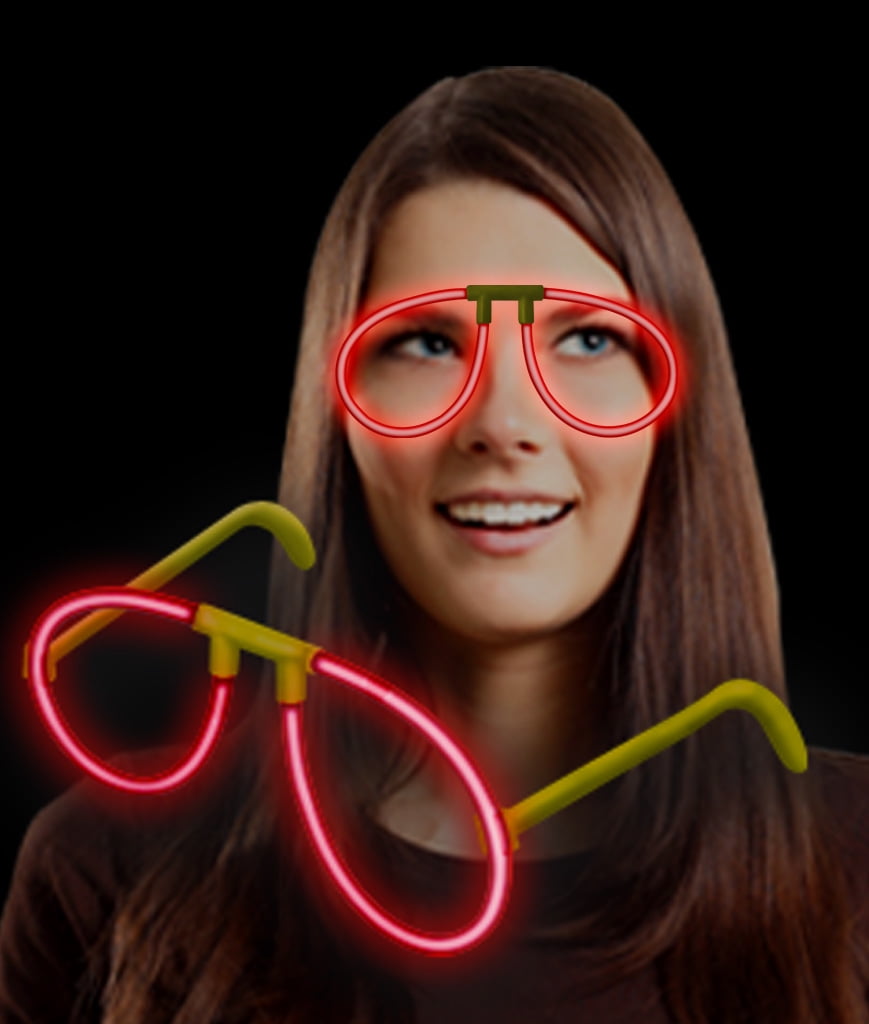 Fun Central (P84) 1 pc Red Glow Eye Glasses, Glow in the Dark Eye