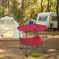 thumbnail image 6 of ARROWHEAD OUTDOOR 28” Portable Folding Table, 4 Cup Holders, No Sag Surface, Compact, Round, Carrying Case, Steel Frame, High-Grade 600D Canvas, Lower Storage Area, USA-Based Support (Burgundy Red), 6 of 16