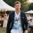 thumbnail image 3 of Yuyamidu Wolf Paw Men's Suit Vest Waistcoat Blue Casual Slim Fit Suit Vest Business Formal Dress Waistcoat Vests for Suit or Tuxedo, Size 2XL, 3 of 7