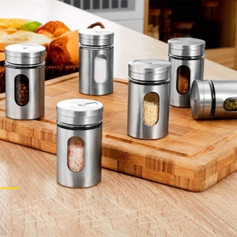 Salt Stainless Steel Storage Container Spice Jar Condiment Pot Seasoning  Bottle