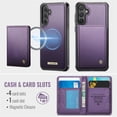 thumbnail image 3 of CaseMe Leather For Samsung Galaxy S25 FE 5G Case【RFID Blocking】 2 In 1 Detachable Leather Wallet Magnetic Flip Cover Multi-Card Slots Case,Purple,For Galaxy S25 FE 5G, 3 of 9