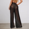thumbnail image 5 of ANINEO Women Solid Color Wide Leg Mesh Sheer Loose Pants High Waisted Straight Bottom Long Pants Holiday Daily Female Trousers, 5 of 9