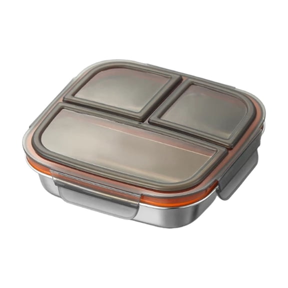Stainless Steel Lunch Box, 3 Compartment Bento Box, Odor Proof Food Container with Lid, Meal Prep Container for Office (Black)