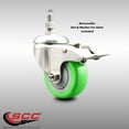 thumbnail image 2 of 3.5 Inch 316SS Green Polyurethane Swivel ½ Inch Stem Caster Total Lock Brake SCC, 2 of 2