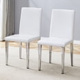 thumbnail image 7 of StnTalk Dining Chairs Set of 2, White Faux Leather Upholstered Dining Chairs with Silver Metal Legs, Modern Parsons Kitchen Chairs for Dining Room, Easy Assembly, 7 of 7