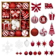 thumbnail image 3 of Lolsea 82pcs Christmas Balls Ornaments Set, Shatterproof Plastic Decor for Xmas Tree with Hanging Strings, Red & White, 3 of 8